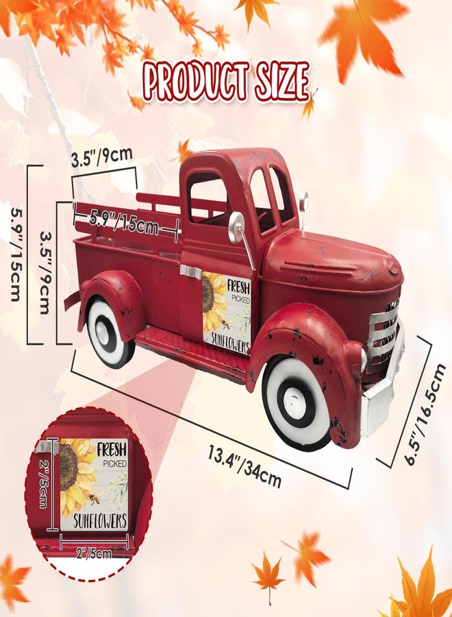 Teeloray Christmas Red Truck Decor 13.4 Inch Farmhouse Vintage Metal Truck with 12 Magnets Indoor Christmas Table Decorations for Home Kitchen Mantel Winter Holiday Xmas Interchangeable Seasonal Decor - Image 2